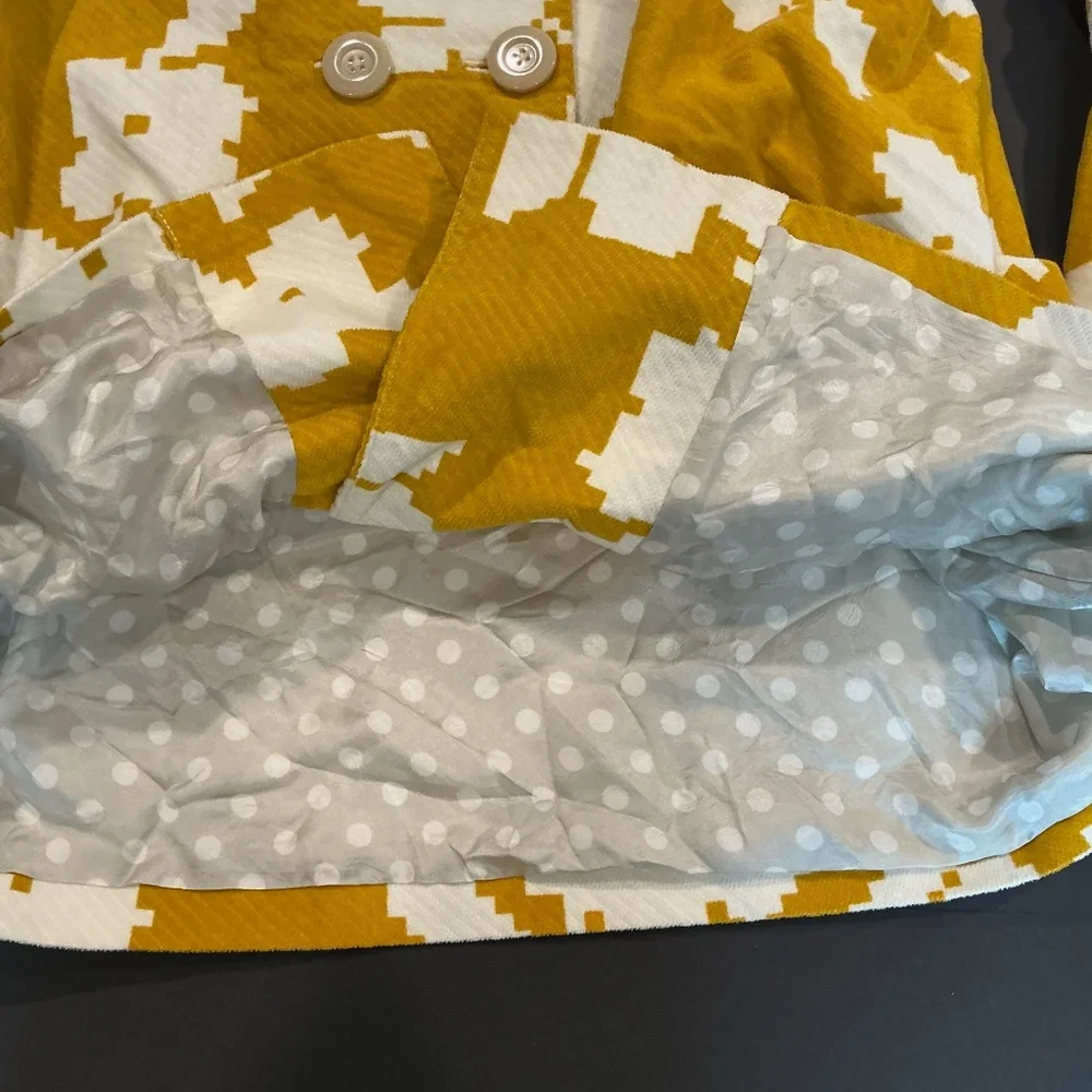 Elevenses Mustard Yellow Floral Pea Coat Size 2 - Picture 9 of 9